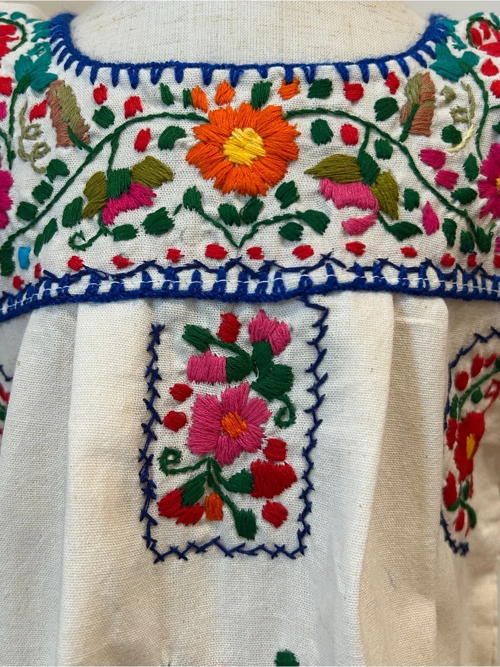 Tehuacan Girls Mexican Dress hand embroidery.